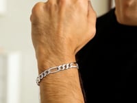 Bracelet Figaro en or blanc 14 carats massif (6,00 mm)