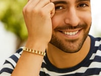 Bracelet pour homme en or jaune 14 carats avec maillons motif rail (5,00 mm)