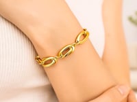 Bracelet en or jaune 14 carats avec maillons ovales doubles longs (8,20 mm)