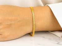 Bracelet Franco rond massif en or jaune 14 carats taillé au diamant (2,70 mm)