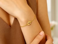 Bracelet chaîne en or jaune 14 carats avec nœud poli (7,50 mm)