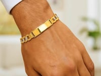 Bracelet identité en or jaune 14 carats avec pavé de 11,00 mm