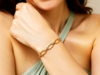 Bracelet en or jaune 14 carats et diamants maille trombone (7,00 mm)