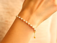 Bracelet perles et or alternées en or jaune 14 carats