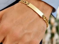 Bracelet d'identité pour homme en or jaune 14 carats, chaîne gourmette étroite de 8 1/2 pouces (6,70 mm)