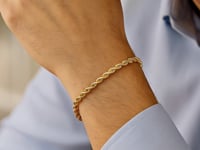 Bracelet corde en or jaune 14 carats massif (3,00 mm)