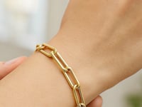 Bracelet trombone bombé long en or jaune 14 carats (4,80 mm)