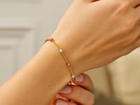 Bracelet lariat à perles texturées en or tricolore 14 carats (5,00 mm)
