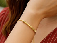 Bracelet style lariat et barre incurvée lisse en or jaune 14 carats (1,00 mm)