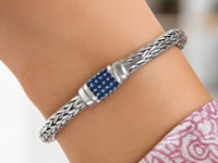Bracelet motif tressé en argent sterling avec embellissements en saphir bleu (7,00 mm)
