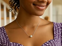 Collier solitaire perle or blanc 14 carats