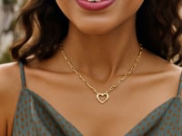 Collier cœur chaîne forçat en or jaune 14 carats