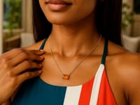 14K Yellow Gold Emerald Cut Citrine Necklace