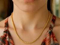 Chaîne corde or jaune 14 carats massif, taillée diamant (3,50 mm)