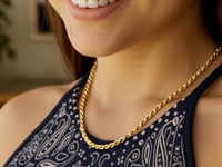 Chaîne Corde en Or Jaune 14 carats massif, taillée diamant (4,00 mm)