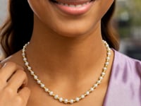 Collier de perles et de billes alternées en or jaune 14 carats