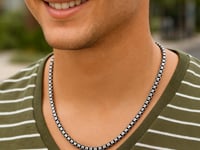 Collier chaîne maille forçat ronde en argent sterling finition canon de fusil