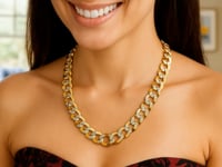 Chaîne Gourmette Pavée Bicolore Or 14k (11,23 mm)