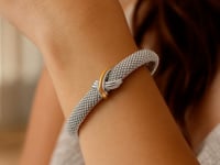 Bracelet manchette texturé façon Popcorn en argent sterling et or jaune 18 carats (10,00 mm)