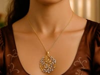 Pendentif Arbre de Vie en Or Bicolore 14 carats Jaune et Blanc