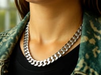 Chaîne style gourmette en argent sterling plaqué rhodium (11,60 mm)
