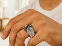 Bague Popcorn Entrelacée en Or Jaune 18 carats et Argent Sterling avec Diamants Noirs