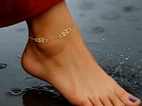 Tobillera de oro amarillo de 14 k con estaciones de filigrana con forma de diamante de fantasía
