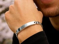 Sterling Silver Rhodium Plated Railroad Chain ID Bracelet