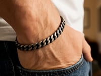 Sterling Silver Gunmetal Finish Miami Cuban Link Bracelet (7.00 mm)