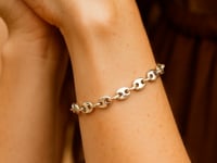 Sterling Silver Rhodium Plated Puffed Mariner Bracelet (3.70 mm)
