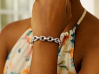 Sterling Silver Rhodium Plated Oval Link Bracelet