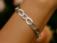 Sterling Silver Rhodium Plated Italian Oval Link Bracelet (8.70 mm)