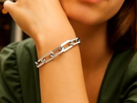 Sterling Silver Rhodium Plated Italian Link Paperclip Bracelet (10.30 mm)