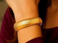 Sterling Silver Yellow Gold Plated Extra Thick Tubogas Bracelet (18.00 mm)