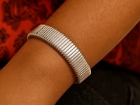 Sterling Silver Rhodium Plated Thick Tubogas Bracelet (16.00 mm)