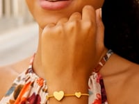 Sterling Silver Yellow Gold Plated Hearts Station Bracelet