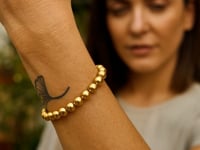 Sterling Silver Yellow Gold Plated Bold Bead Bracelet