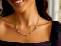 Sterling Silver Gold Plated Rainbow CZ Necklace