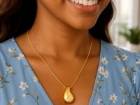 Sterling Silver Gold Plated Puffed Raindrop CZ Necklace