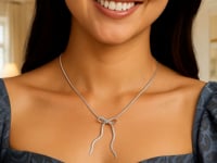 Sterling Silver Rhodium Plated Snake Bow Necklace