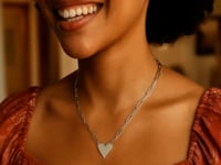 Sterling Silver Rhodium Plated Heart Paperclip Link Necklace