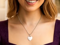 Sterling Silver Rhodium Plated Heart Charm Necklace