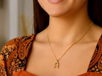 Pendentif Initial A en Or Jaune 14K Helium