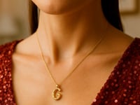 Pendentif initiale G en or jaune 14 carats Helium