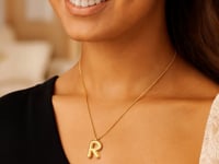 Pendentif en or jaune 14 carats avec lettre R initiale Helium