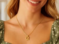 Pendentif Lettre Q en Or Jaune 14 carats Helium