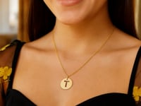 Pendentif T Disque en Or Jaune 14K