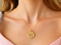 Pendentif initial W en or jaune 14 carats