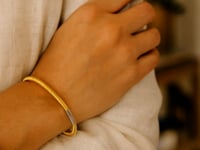 Sterling Silver Gold Plated Basketweave Stretch Bangle