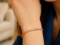 Sterling Silver Rose Gold Plated Basketweave Stretch Bangle